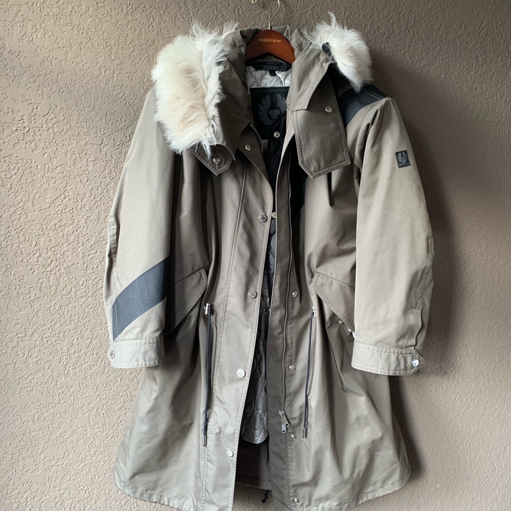 Belstaff olive green shearing trim hooded jacket - Picture 7 of 16